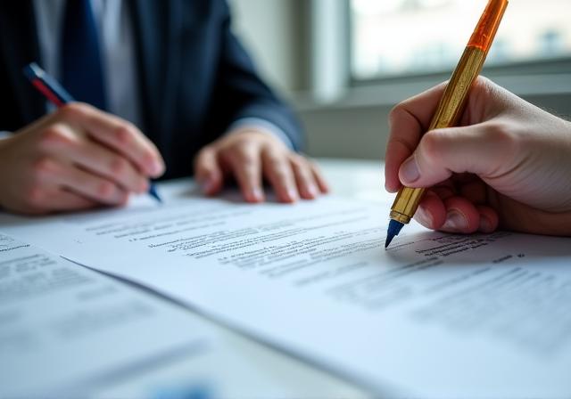 Meticulous legal drafting process in a modern London office